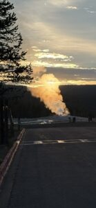 Sunrise over Old Faithful Geyser